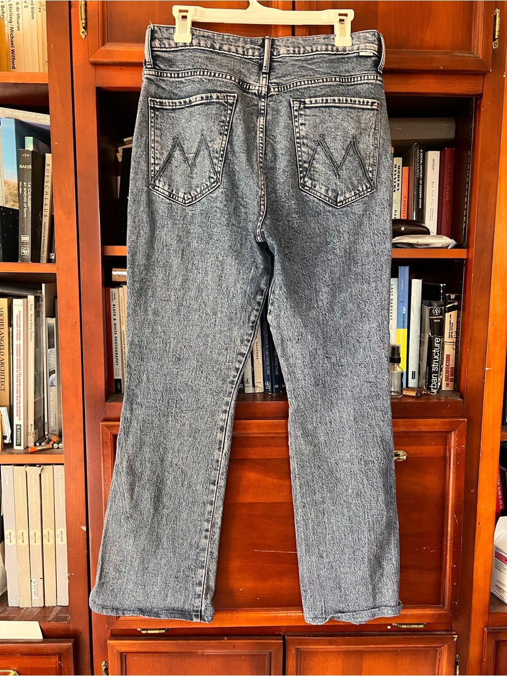 MOTHER Straight-Leg Jeans in Washed Purple Gray Denim